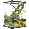 PawHut Terrario in Vetro per Rettili Vivarium 12 L Allevamento di Rettili con Coperchio in Rete Metallica per Rane, Serpenti, Tartarughe, 20 x 20 x 30 cm, Nero