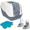 Pet's Market Toilette Gatti Lettiera Netta Cassetta Igienica Chiusa Accessoriata con Maniglia e Paletta Filtro Anti Odore Carboni Attivi 54X39X40H Colori Assortiti (Con 2 Dispenser e Tappetino)