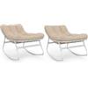 IDMarket - Set di 2 sedie a Dondolo da Giardino Arona, Bianche con Cuscini Beige