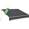LZQ Tenda da sole in alluminio, 2,5 x 2 m, per balcone, protezione solare, a cassetta, con braccio articolato, colore grigio scuro