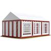 TOOLPORT Tendone per Feste 4x6 m PVC Rosso-Bianco 100% Impermeabile Gazebo da Giardino Tendone da Esterno Tenda Party