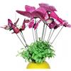 JPORSHU 24 pali decorativi a forma di farfalla, ornamenti artificiali impermeabili, per interni ed esterni, cortile, balcone, piante e vasi di fiori (rosa)