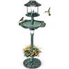 SOARS Magiatoia per Uccelli con Luce Solare Ø43 x 110H cm, Abbeveratoio per Uccelli Selvatici Decorazione da Esterno Rustico Effetto Bronzo, Vasca per Uccello da Giardino e Balcone (Bronzo Verde)