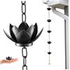 Hbbgdiy Catena di Pioggia in Metallo da 3, 9 Piedi 12 Tazze di Loto, Attraente deduttore di Acqua per la grondaia per Patio, drenaggio da Giardino e Balcone e Decorazioni per Esterni