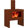 vidaXL Focolare Marrone 60 x 40 x 96 cm, Fossa da Esterno, Fuoco Moderno, Soluzione riscaldante per Giardino, terrrazzo alla Moda