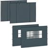 VONROC Set di Pareti Laterali per Gazebo - 4 Pezzi, 2 con Finestre, 2 Chiuse con Cerniera, Tessuto Oxford 420D, Impermeabile, Protezione UV 50+, Grigio - Ideale per Feste e Mercati