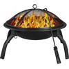 Yaheetech Braciere da Giardino Esterno Pieghevole Portatile con Griglia Copertura Protettiva e Poker da Terrazza per Campeggio Raduno Festa 54 cm Nero