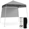 HOMASIS Gazebo Esterno Resistente con Parete Laterale, Gazebo Pieghevole e Portatile con Supporti Inclinati e Borsa per il Trasporto, Tenda Pop up per Campeggio, Spiaggia (Grigio, 234 x 234 x 221 cm)