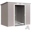 Outsunny Casetta da Giardino 2.42m² in Acciaio Zincato con Kit Fondazione, Prese d'Aria, Capanno Porta Attrezzi con Doppia Porta Scorrevole Bloccabile, Tetto Inclinato, 213x130x172 cm, Grigio