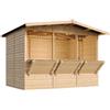 TIMBELA Capanno in Legno, Capanno Espositore in Legno, Chiosco da giardino per bar, TRE FINESTRE 336x263 cm/6 m2 Stand di vendita con bancone, Multifunzione cabina da giardino TIMBELA M150A
