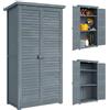 Outsunny Armadio da Giardino in Legno di Abete, Casetta Attrezzi Giardino con Porte a Persiana, Tetto Inclinato Asfalto, 3 Ripiani, Capanno Porta Attrezzi Bloccabile per Esterno, 87x46.5x160cm, Grigio