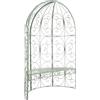 CLP Padiglione Giardino con Panca Rosie I Gazebo Padiglione in Ferro I Pergola A Semiluna Portata Max 200 kg, Colore:Antico-Verde