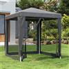 Homgoday Tenda da festa con 4 pareti laterali in rete antracite, 2 x 2 m, gazebo per esterni, gazebo per campeggio, feste, barbecue