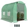 Outsunny Serra per Orto a Tunnel con Porta Avvolgibile e 4 Finestre, Serra da Giardino con Copertura in PE e Struttura in Acciaio, 2.5x2x2m, Verde