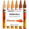 Molotow One4All 227HS - Set di 6 pennarelli acrilici in legno (4,0 mm di spessore, altamente coprenti e permanenti, ad asciugatura rapida, ricaricabili, per quasi tutte le superfici, 6 pezzi assortiti