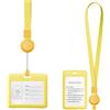 FINELYCR 2 Pezzi Portabadge Collo, Giallo Porta Badge Trasparente con Tracolla a Scomparsa, Orizzontale e Verticale Porta Tesserino da Collo, per Lavoro, Studio, Mostre