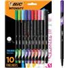 BIC Intensity - Pennarello a punta fine (0,4 mm), colori assortiti, 10 pezzi