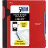 Five Star Quaderno a spirale + app per lo studio, 5 soggetti, carta a righe universitarie, quaderno avanzato con protezione a spirale, divisori a schede mobili e tasche espandibili, 200 fogli, rosso