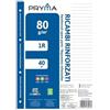 Pryma Ricambi Rinforzati FSC A4 - Confezione 5 Blocchi da 40 Fogli 80 g - Carta per Quaderni ad Anelli, Foratura Universale (Righe 1R)
