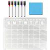 Generico Calendario Magnetico Trasparente per Frigo - Planning da Parete in Acrilico Cancellabile a Secco - Planner Mensile con 6 Pennarelli per Cucina Ufficio Scuola