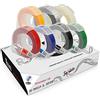 Squuido 7 Nastri Bianco su Rosso/Blu/Nero/Verde/Giallo/Trasparente/Argento Etichette a rilievo in vinile autoadesive 3D 9mm x 3m compatibili con Dymo Omega & Junior