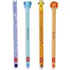 Legami - Set di 4 penne gel cancellabili con inchiostro cancellabile Wildlife, Ippopotamo, Elefante, Giraffa e Leone. Cancellabili senza consumare il foglio