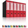 LogicaShop UBOX Raccoglitori ad Anelli A4 Grandi con Custodia, Faldoni Archivio, Classificatori Documenti Dossier Ufficio, Dox Registratore a Leva Raccoglitore (6Pz Commerciale, Rosso, Dorso 8)