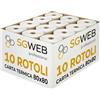 SGWEB Professional Rotoli Carta Termica 80x80 per Registratore di Cassa Fiscale - Rotolo Scontrini per Stampante Termica e POS, Alta Qualità di Stampa, Foro 12 mm, Senza BPA, Colore Bianco (10 pz)