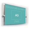 3DScube Espositore in Plexiglass da Parete a SANDWICH per Avvisi, Porta Annunci e Depliant Formato A5 ORIZZONTALE 21x15 cm, Completo di Distanziali in Alluminio