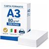 Kartoflak Risma Carta Formato A3 per Stampanti Fotocopiatrici multifunzione Laser e Inkjet, Bianca, 80 g/m², Qualità Naviator adatta per Ufficio, Scuola, Locandine, Libri e Cataloghi (1 Risma - 500 Fogli)