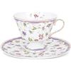 fanquare Vintage Set Tazzina da Tè e Piattino in Porcellana 170ml,Tazza da Caffè con Motivo Floreale e Bordo Oro Tazza da Tè Pomeridiano con Piattino Regalo per Donna e Casa