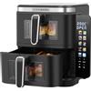 Steinborg Friggitrice ad aria calda a doppia camera, 11 litri, friggitrice ad aria calda, 2 cassetti verticali, 5,5 l + 5,5 l per grigliare, friggere senza olio, forno ad aria calda