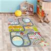 CARPETIA tappeto per bambini motivo città vie del traffico antiscivolo tessuto piatto da curare gioco di apprendimento durevole camera dei bambini grigio 100 x 200 cm