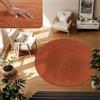 TT Home Tappeto Salotto Pelo Corto Monocolore Design Moderno Lavabile, Colore: Arancia Scuro, Dimensione:120 cm tondo