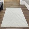 Teppich-Traum Tappeto da salotto a pelo alto Tappeto 3D bianco crema con motivo a diamante Scandinavo, 80 x 150 cm