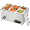 MOOTACO Scaldavivande Elettrico a bagnomaria Scaldavivande a Buffet in Acciaio Inox Tavolo a Vapore per Ristorante 1500W 1 / 3x2 Pentole con coperchi 1 / 6x2 Pentole con coperchi