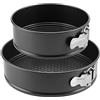 CHEUKYIU Set di 2 Tortiera Apribile Fondo Ø 18/22 cm, Teglia Rotonda Nero | CHEUKYIU, Acciaio al Carbonio, Rivestimento Antiaderente, Sgancio a Cerniera, per Dolci, Cheesecake, Pizza, Feste