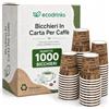 ecodrinks 1000 Bicchieri Caffe Carta Da 75ml - Set Bicchierini Monouso per Bevande Calde/Fredde - Biodegradabili, Eco-friendly e Made in Italy, Marrone coffee