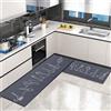 OPLERT 2 pezzi tappeti e stuoie da cucina, tappetini da cucina antiscivolo lavabile, per cucina, corridoio, soggiorno, camera da letto,grigio,40x60+40x120cm