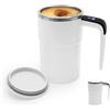 Tutamaz Tazza automatica da 380 ml, con manico, coperchio e indicatore di temperatura, tazza da caffè intelligente ricaricabile, per caffè latte di soia, cioccolata calda (bianco)