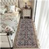 BORKOY Tappeto Runner Passatoia Lungo 2.5 metri Grigio Scuro Motivo Floreale Stile Vintage Antiscivolo Lavabile Morbido Tappeti Corridoio per Cucina Camera da Letto Soggiorno Ingresso Interno 100x250cm