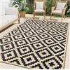 smiry Tappeto da giardino impermeabile, resistente ai raggi UV, reversibile, in plastica, per balcone, campeggio, picnic, cortile, 150 x 240 cm, nero e beige