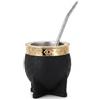 Takingup Mate Argentino, Tazza Mate Argentino Imperiale Nera - Zucca in Acciaio Inossidabile con Bordo Intagliato e Cannuccia, Isolata per Bevande Calde/Fredde, Lampadina
