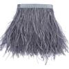 Sowder, orlo sfrangiato con piume di struzzo con nastro di raso per abito, per cucito, artigianato, costumi, decorazioni, confezione da 1,8 m Grey