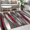 Mazovia Tappeto Moderno - Morbido Pelo Corto - Tappeto da Salotto Oeko-Tex - Tappeto per Ingresso Camera, Da Letto, Cucina, il Soggiorno - Collezione ATENA - Grigio Rosso 140 x 200 cm