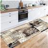Siunwdiy Tappeto Ingresso Interno 100x200cm Marrone Tappeto Cucina Antiscivolo Lavabile，Tappetino Cucina Vintage Marrone Bianco Per Cucina, Soggiorno, Camera Da Letto, Ingresso, Lavanderia