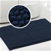 LINGKY Tappeto Bagno Ciniglia Tappetino da Bagno Alta densità e Assorbente In Microfibra Shaggy Tappeto da Bagno Antiscivolo ad Asciugatura Rapida Lavabile (Navy,43 x 60 cm)