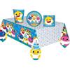 Generico Kit-Festa-Compleanno-Tema-Babyshark-Stoviglie-8-Bicchieri-8-Piatti 21cm-20-Tovaglioli-33x33cm-e-Tovaglia-120x180cm (Con Tovaglia 120x180)