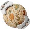 Generico 160 cm Tappeto Salotto Rotondo Pelo Corto, Linee Retrò Delicate E Floreali Stampa Antiscivolo Tondo Moquette Per Bambini Camera Cucina Domestica Decor Tappeti, Beige