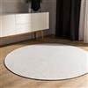 benuta Basic Tappeto cotone lavorato a mano Ron - Bianco 240 cm Rotondo - 100% cotone - Design: Uni, Minimalista, Natural Living - Facile cura per salotto e stanza